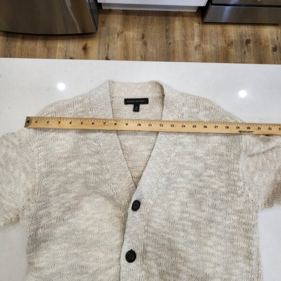 Banana Republic Cardigan Sweater Mens Natural Medium Knit Cotton Linen Blend - Picture 9 of 12